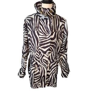 G.E.T. Zebra Print Performance Water Repellant Jacket Coat Women Extra Small